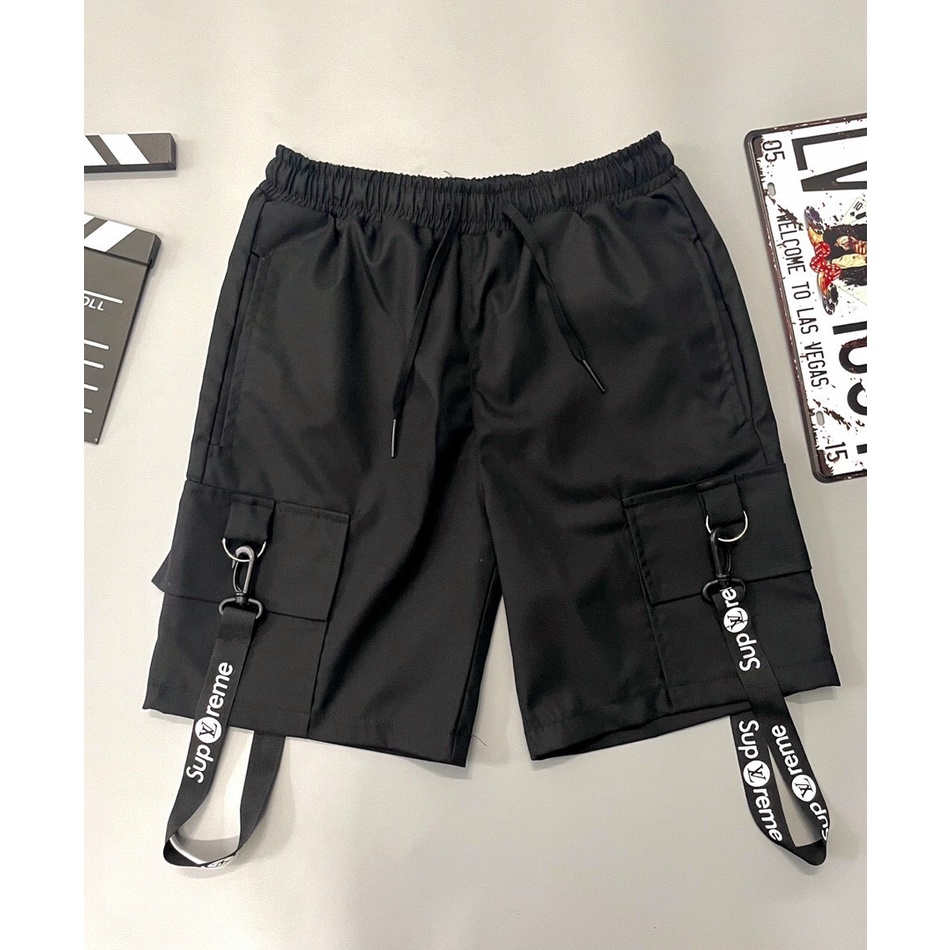 Quần short kaki Túi Hộp unisex style nam nữ chất dày form rộng, quần sooc nam nữ đen basic