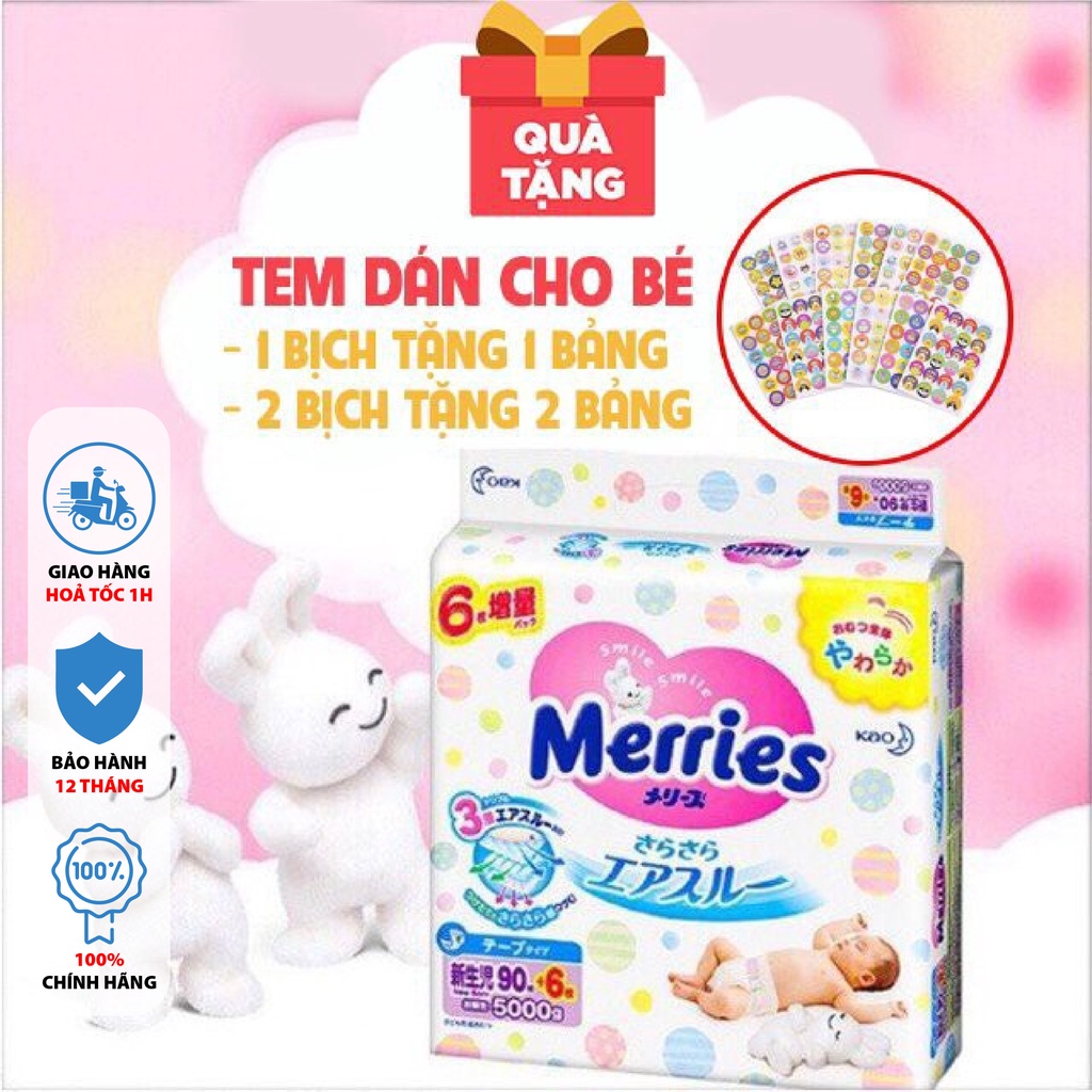 Bỉm Merries cộng miếng nội địa Nhật tã dán/ quần đủ size NB96/S88/M68/M64/L58/L50/XL44/XXL28