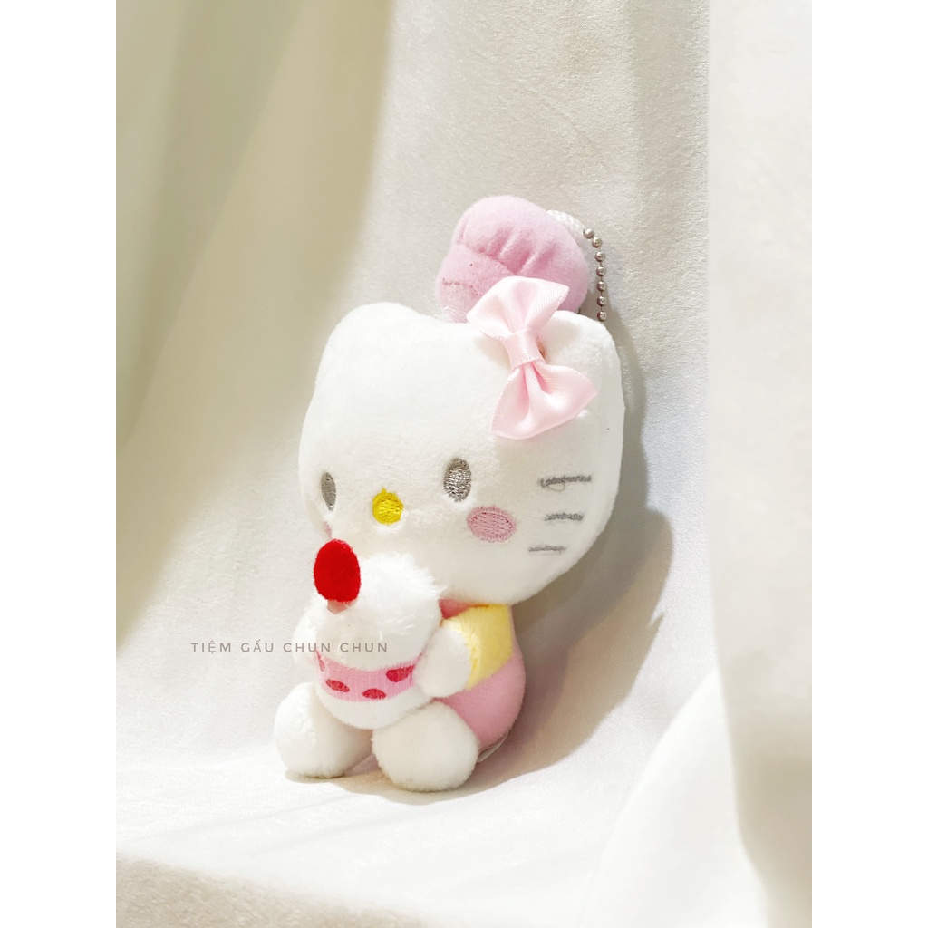 Móc khóa gấu bông Hello Kitty ôm bánh kem,gấu bông trang trí trong phòng, bàn học, bàn làm việc, gấu bông cao cấp