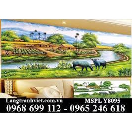 Tranh đính đá đồng quê KT:150x70cm,tranh gắn đá chưa gắn