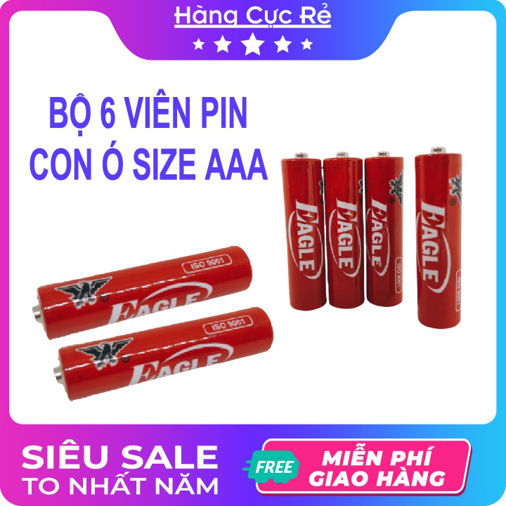 Bộ 6 viên pin AAA (3A) 1.5V 🚀Freeship🚀 Pin tiểu nhí con ó Pinaco màu đỏ cho các thiết bị điện tử - Shop Hàng Cực Rẻ