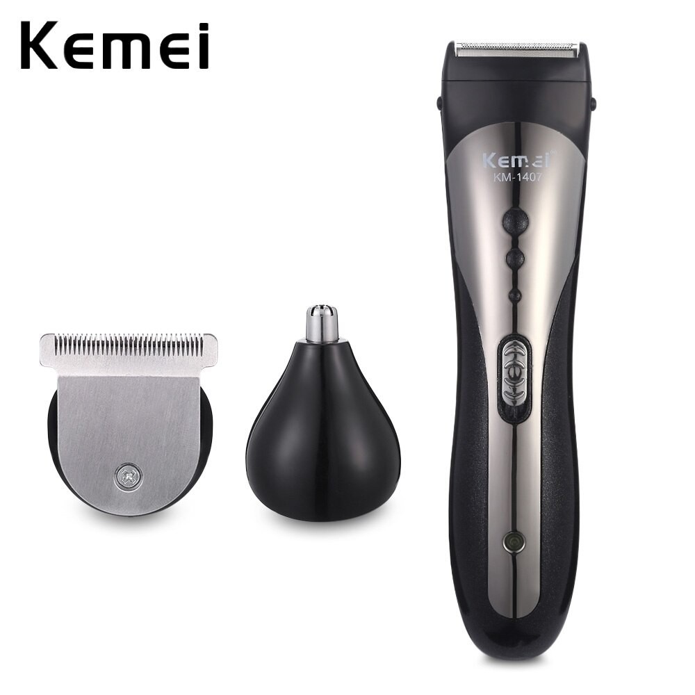 Tông Đơ Kemei KM-1407 Cắt Tóc, Cạo Râu, Tỉa Lông Mũi TẶNG bộ kéo cắt tỉa lấy dáy tai có đèn