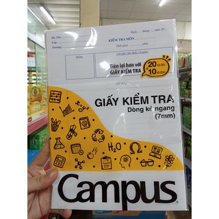 Giấy kiểm tra dòng kẻ ngang Campus (20 tờ đôi, 10 tờ đơn)