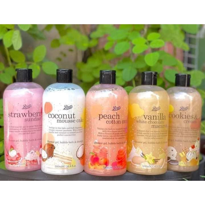 Sữa tắm gội Boots shower gel bubble bath and shampoo 500ml