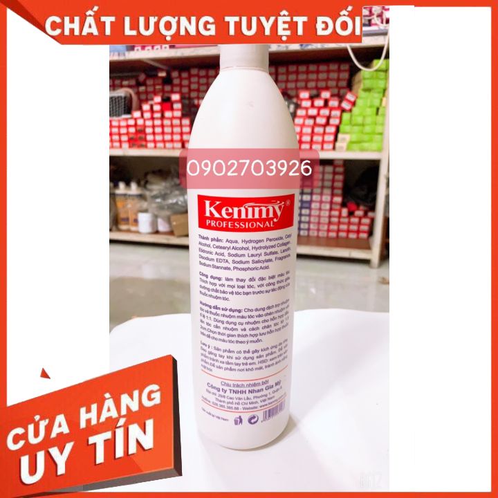 Oxy trợ nhuộm tóc kenmy 1000ml 3%-6%-9%-12% Collagen không kích ứng da đầu -không rat da đầu có mùi thơm