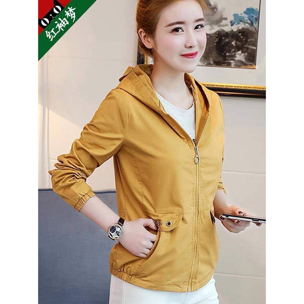 Áo khoác dù phối mũ thêu hoa siêu xinh - Y hình 100%