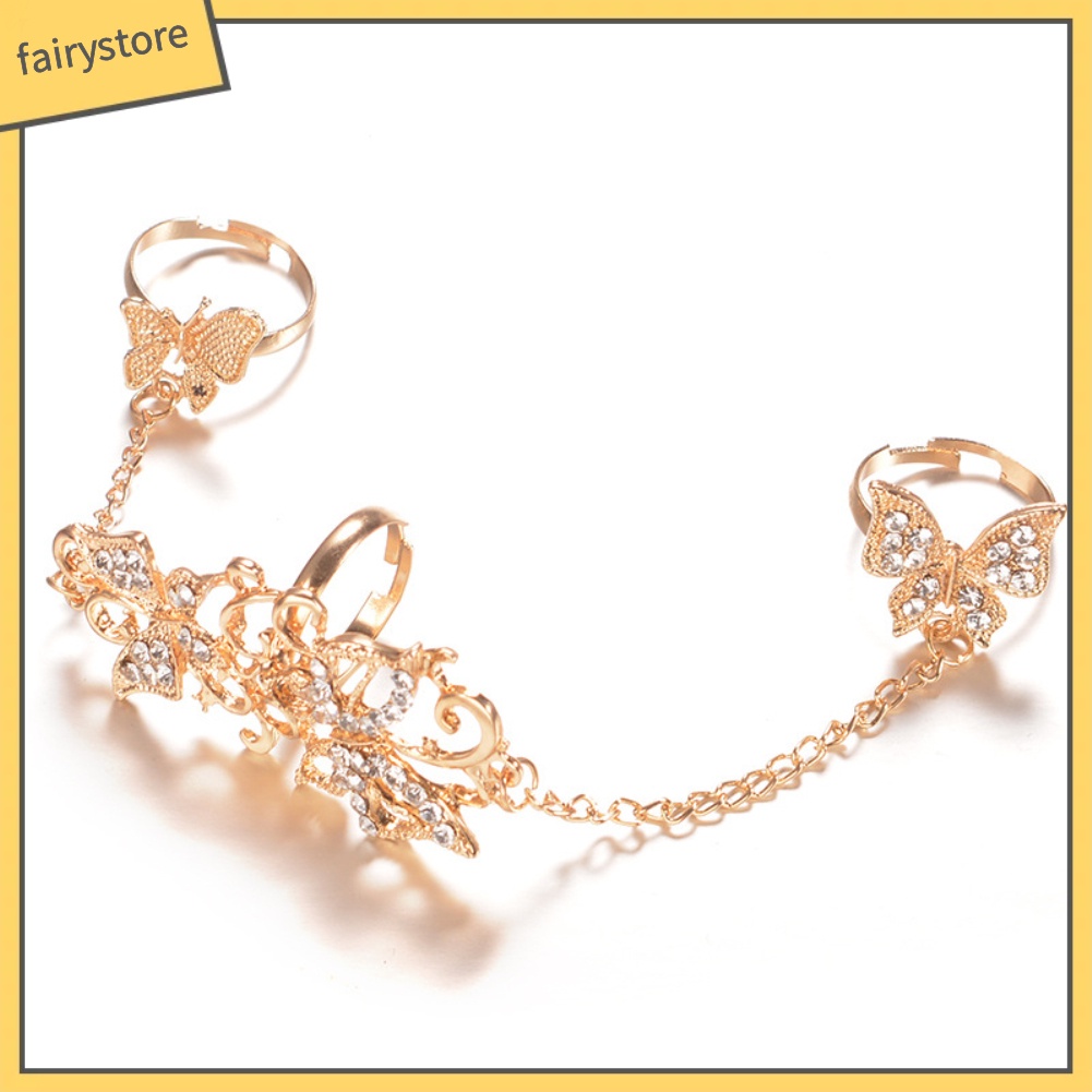 Nhẫn Hợp Kim Hình Bướm Đính Đá Xinh Xắn Cho Nữ