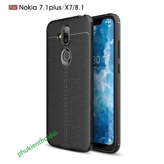 Ốp lưng Nokia 8.1/Nokia x7 chống sốc vân da Hiệu Auto Focus cao cấp siêu bền bảo vệ camera