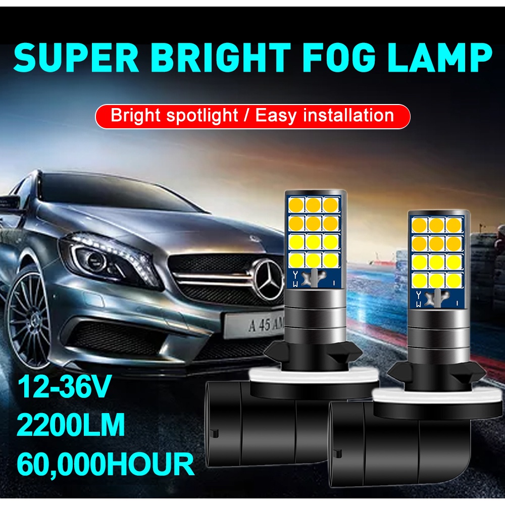 2 cái 24LED Đèn sương mù LED màu kép cho ô tô H27 Bóng đèn LED 881 880 LED Đèn sương mù