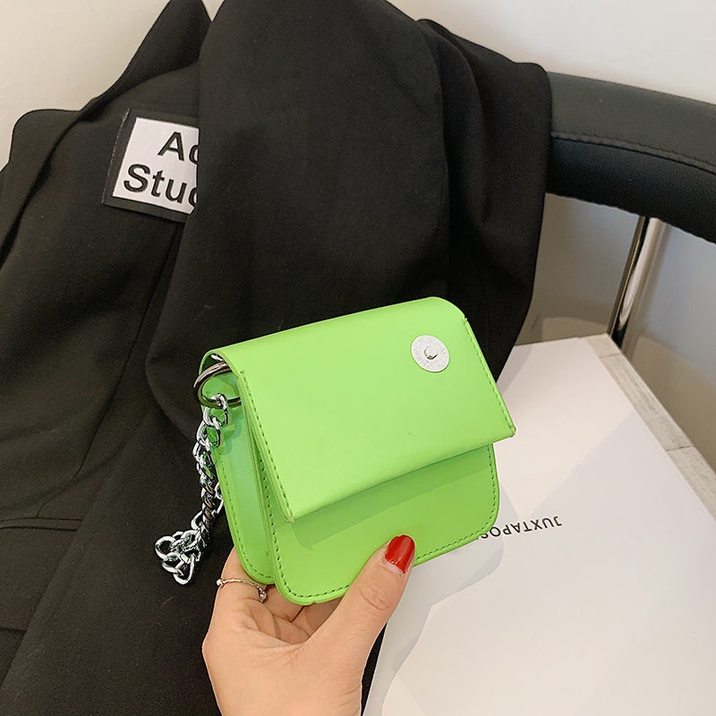 Túi đeo chéo mini dây xích nữ chuỗi dày thời trang túi hộp vuông