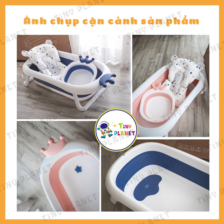 Chậu tắm gập gọn size lớn Tiny Tots cho bé (combo kèm phao)