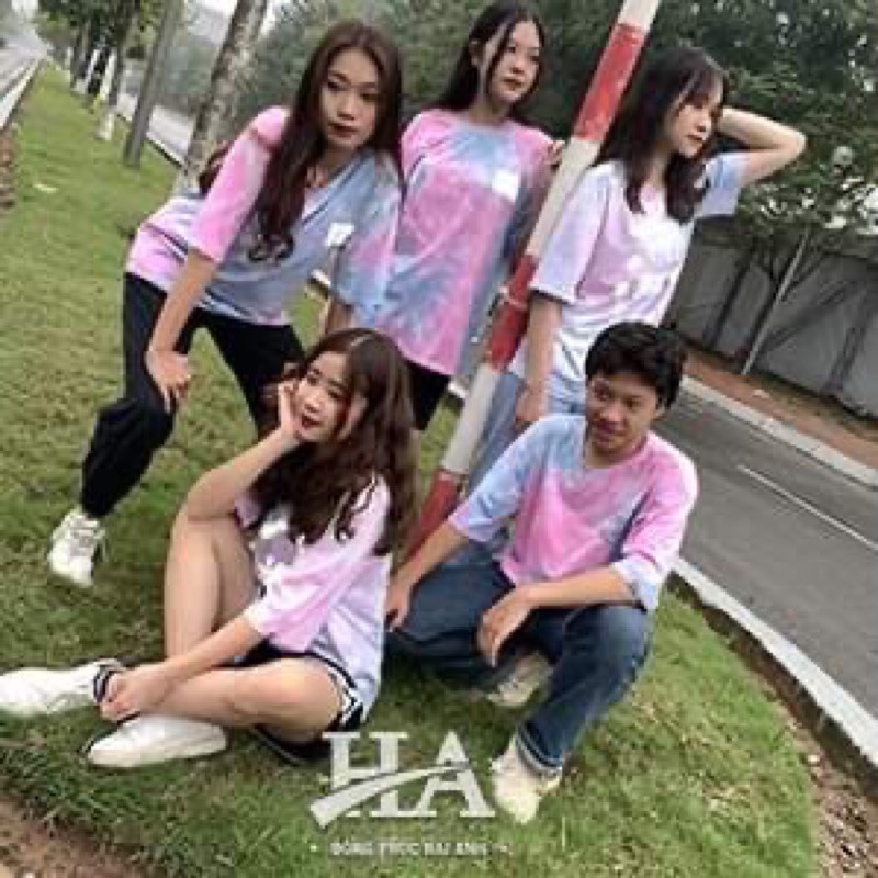 áo phông loang nhóm phản quang (nhận in theo yêu cầu) Áo loang unisex nam nữ tay lỡ nhóm lớp đồng phục phản quang 7 màu | BigBuy360 - bigbuy360.vn