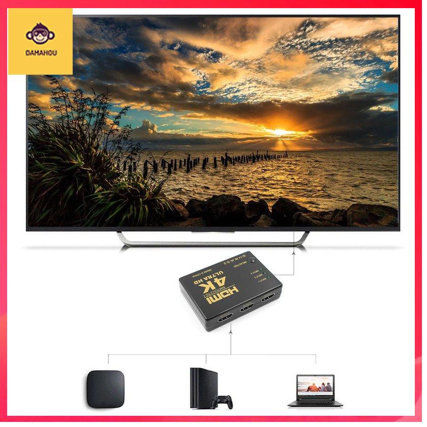 Công tắc chuyển đổi HDMI 3 đầu vào sang 1 đầu ra Bộ chia âm thanh video 4K Ultra HD