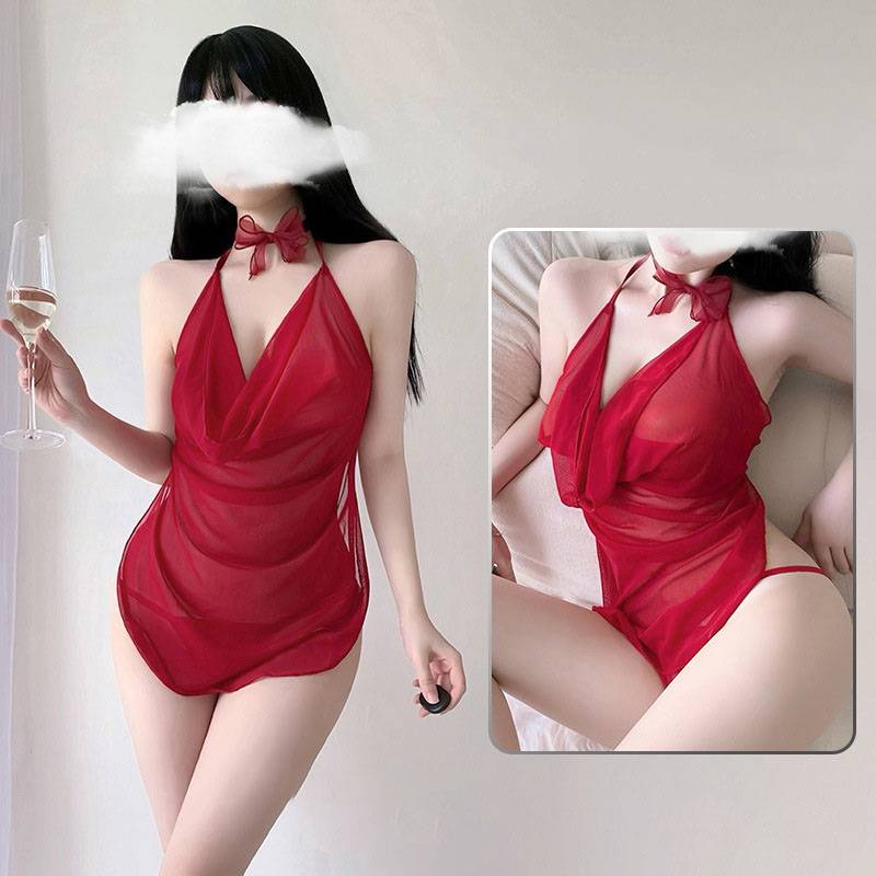 Đầm ngủ hai dây phối ren xuyên thấu gợi cảm cho nữ