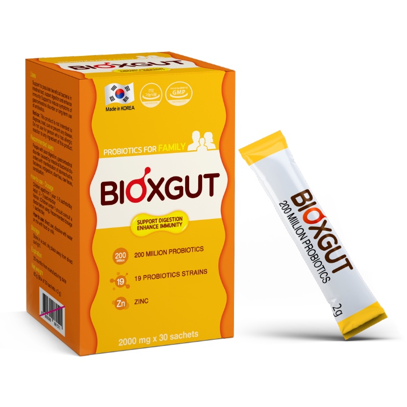 Men vi sinh Bioxgut DHT HATAPHAR 19 chủng vi sinh giúp cải thiện rối loạn tiêu hóa cho bé - Hộp 20/60 gói