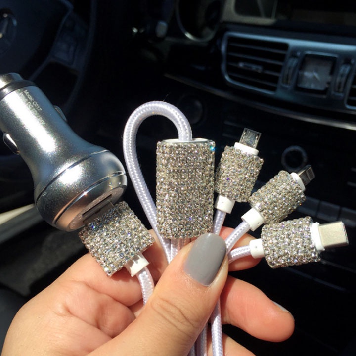 Cáp Sạc 3 Đầu Đính Đá Cao Cấp