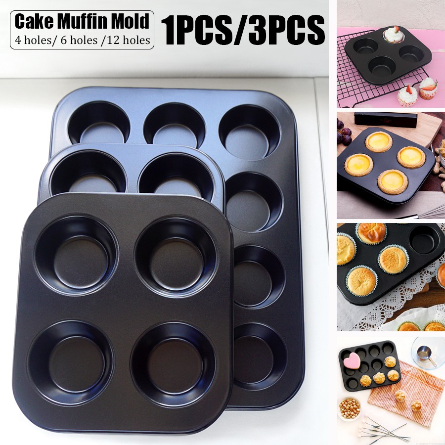 Khuôn Nướng Bánh Muffin Bằng Thép Carbon Chống Dính 4-6 / 12 Lỗ