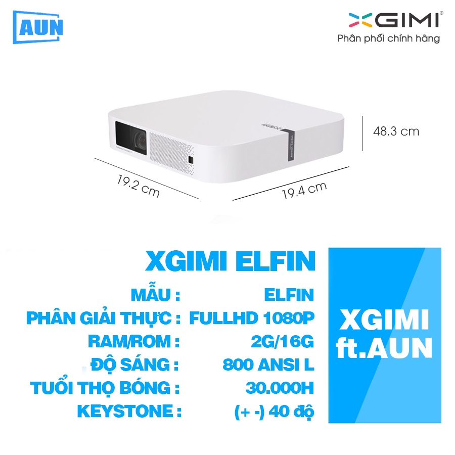 Máy chiếu mini Xgimi Elfin Fullhd 1080p - hỗ trợ 4K HDR,công nghệ DLP, 3D độ sáng cao 800 Ansi lumens