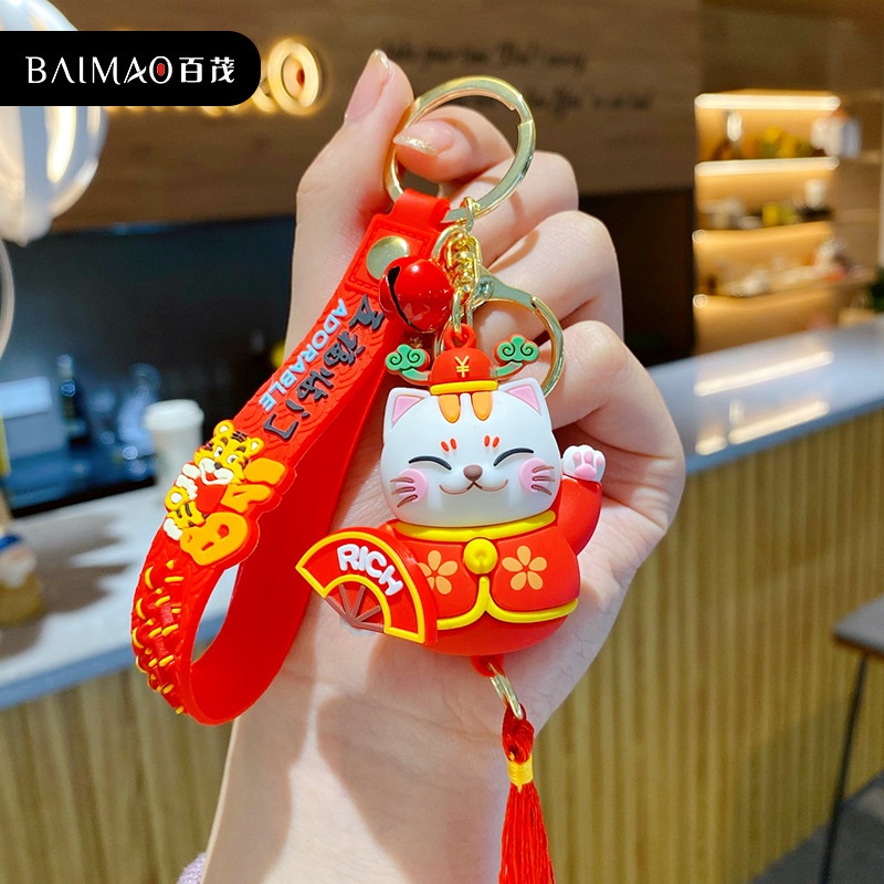 Móc Khóa Hình Mèo May Mắn Dễ Thương