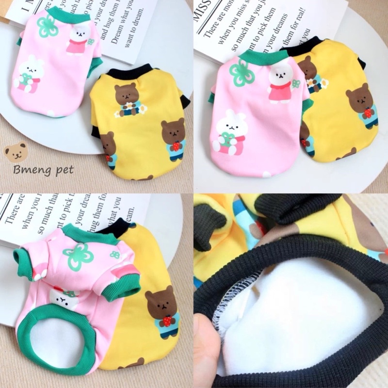 Áo nỉ pastel hoạt hình cho chó mèo