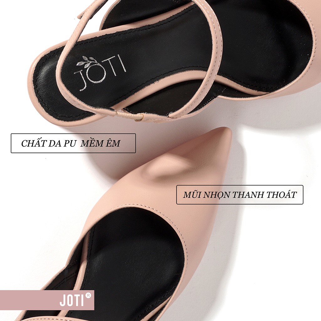 Giày Cao Gót Nữ JOTI Lolita 3269VN5 - Mũi Nhọn Hở Gót Đế Trụ Vuông Cao 4cm Da Mờ - Mang Công Sở Dự Tiệc
