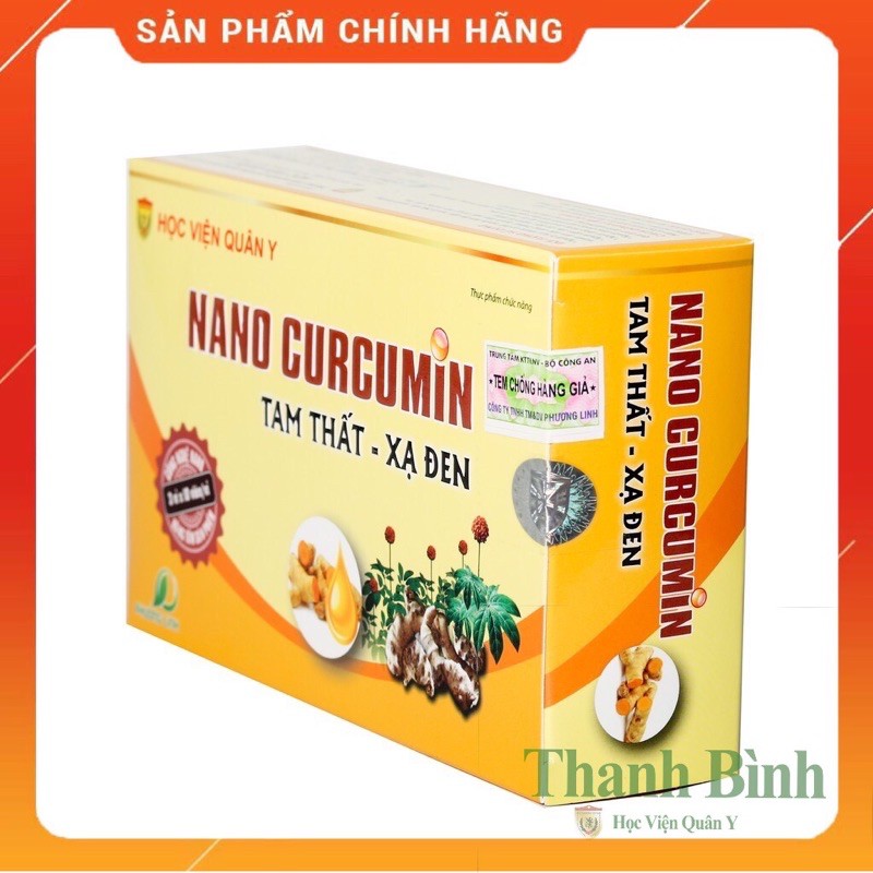 Nano Curcumin Tam Thất Xạ Đen  [ CHÍNH HÃNG ]  Học Viện Quân Y - Hỗ Trợ Điều Trị Viên Loét Dạ Dày, Tá Tràng