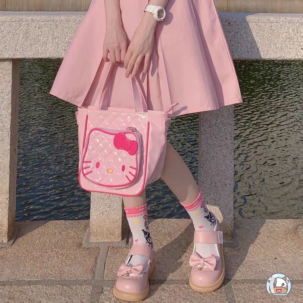 Túi Đeo Chéo Da pu Hình hello kitty Phong Cách Hàn Quốc Đa Năng Cho Nữ