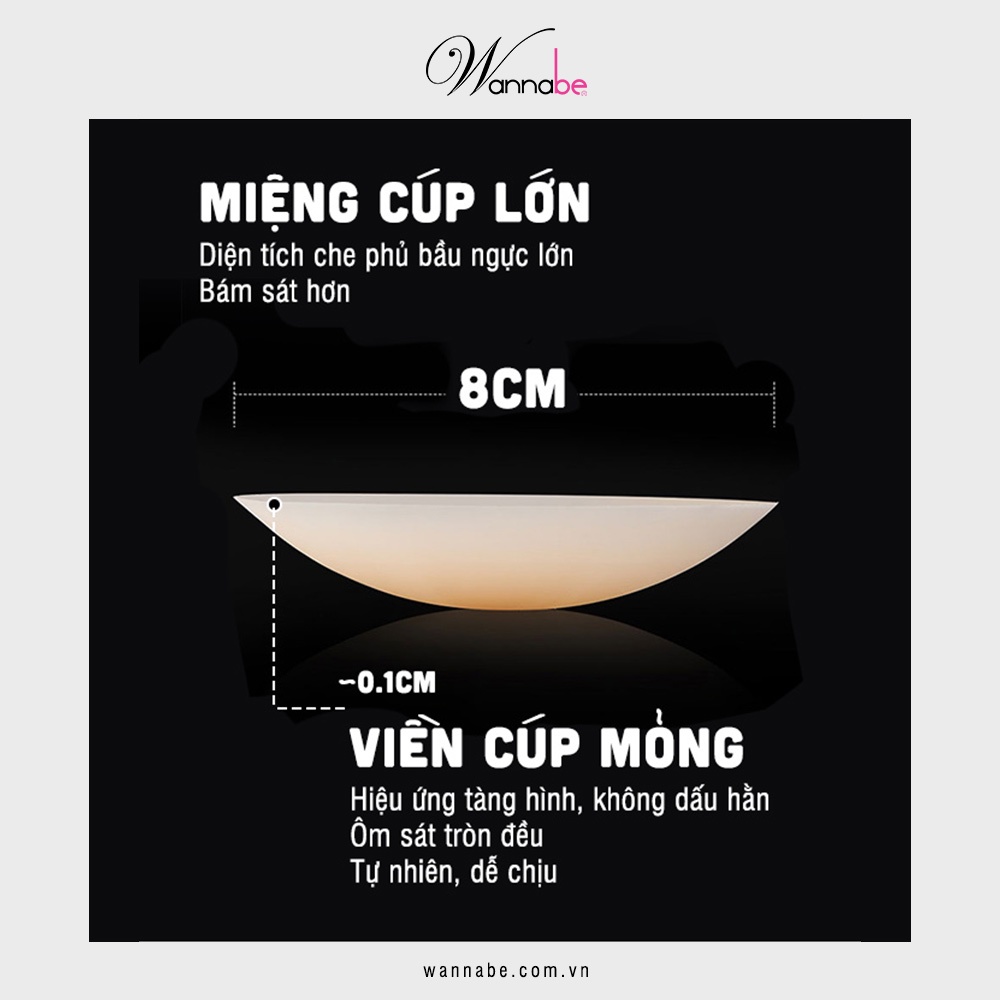 Miếng dán nhũ hoa WANNABE DTS02 dán ti silicon y tế không keo bám chặt người nhờ nhiệt tự thân, không keo không kích ứng