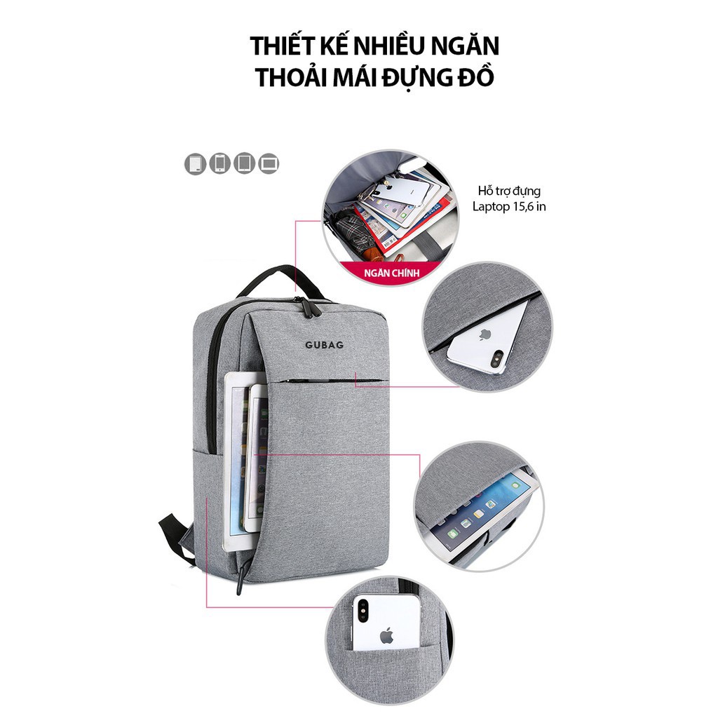 Balo nam đựng laptop GUBAG BL38 13 14 15,6 inch, kiểu dáng công sở nhỏ gọn, balo đi làm, đi học cho học sinh nam nữ