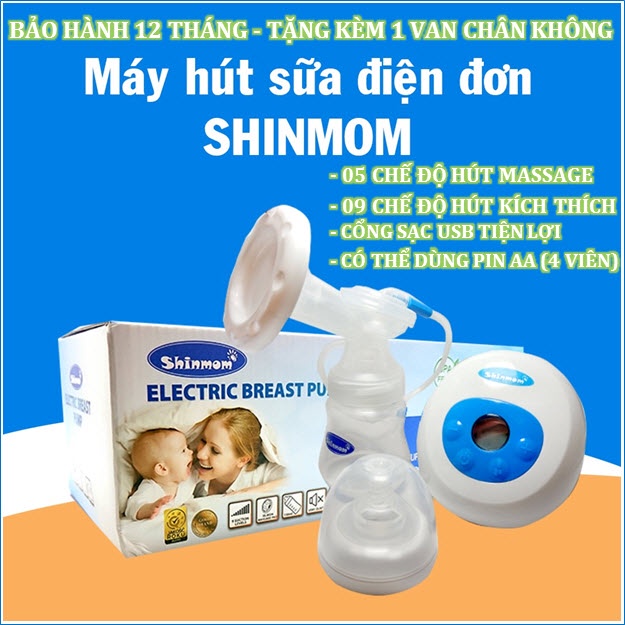 Máy hút sữa điện đơn SHINMOM - dây nguồn USB hoặc pin AA
