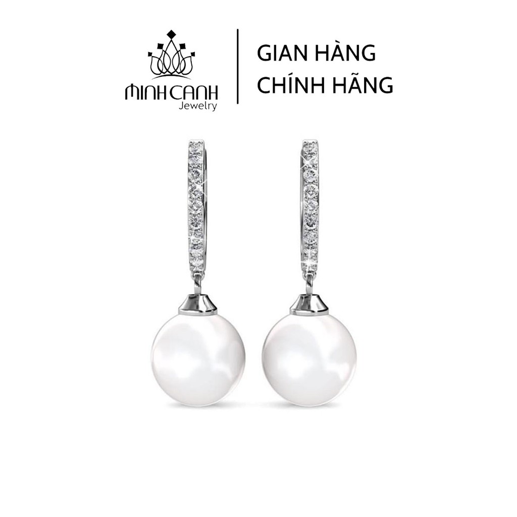 Bông Tai Bấm Đính Đá Treo Hột Trai - Minh Canh Jewelry