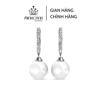 Bông Tai Bấm Đính Đá Treo Hột Trai - Minh Canh Jewelry
