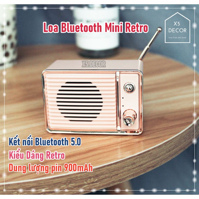 Loa Bluetooth Mini VR1, VR2 Dễ Thương - Phong Cách Retro Thanh Lịch - Làm Quà Tặng, Chill Vintage Decor, Bảo Hành 1 Năm