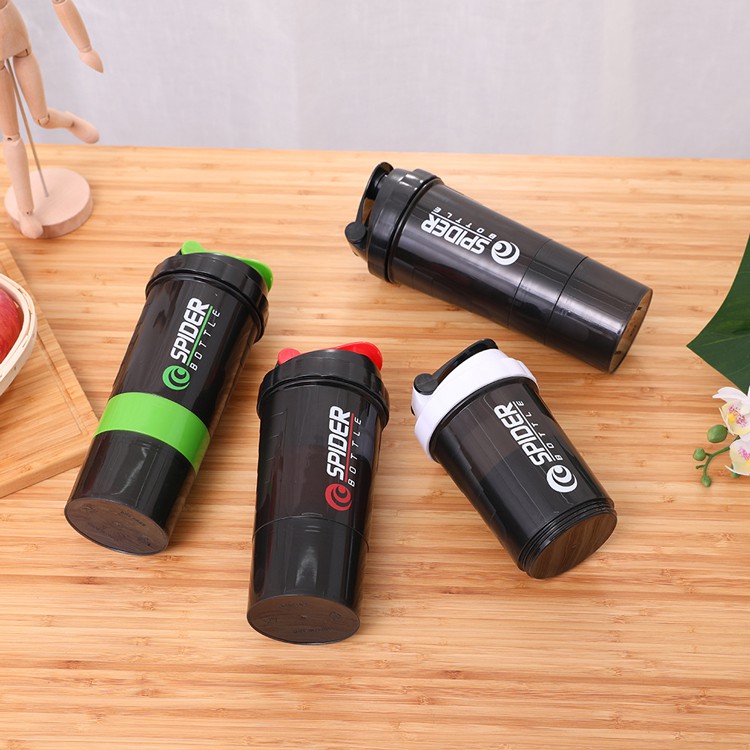 Bình Đựng Nước Tập Gym Sharker Spider 3 Ngăn - chính hãng miDoctor - Có Lò Xo Bên Trong