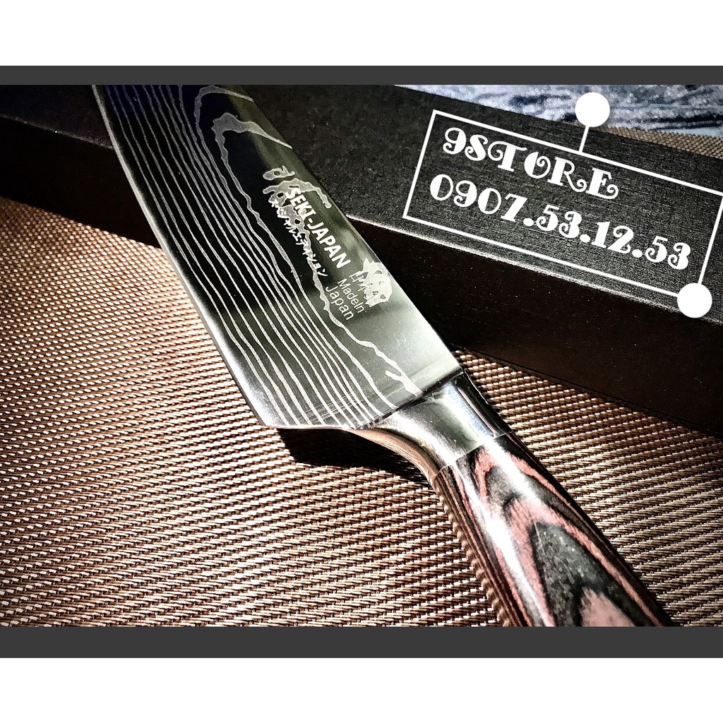 01 Dao SEKI JAPAN Damascus vân gỗ - inox sus 304 cao cấp