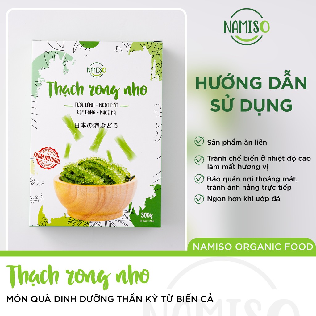 Thạch rong nho Namiso, thạch rong nho giúp khỏe da đẹp dáng