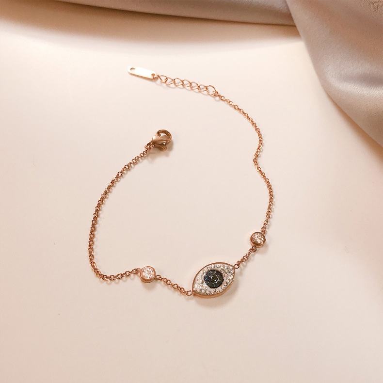 Vòng tay thép titan vàng hồng 18K hình mắt quỷ thời trang cho nữ