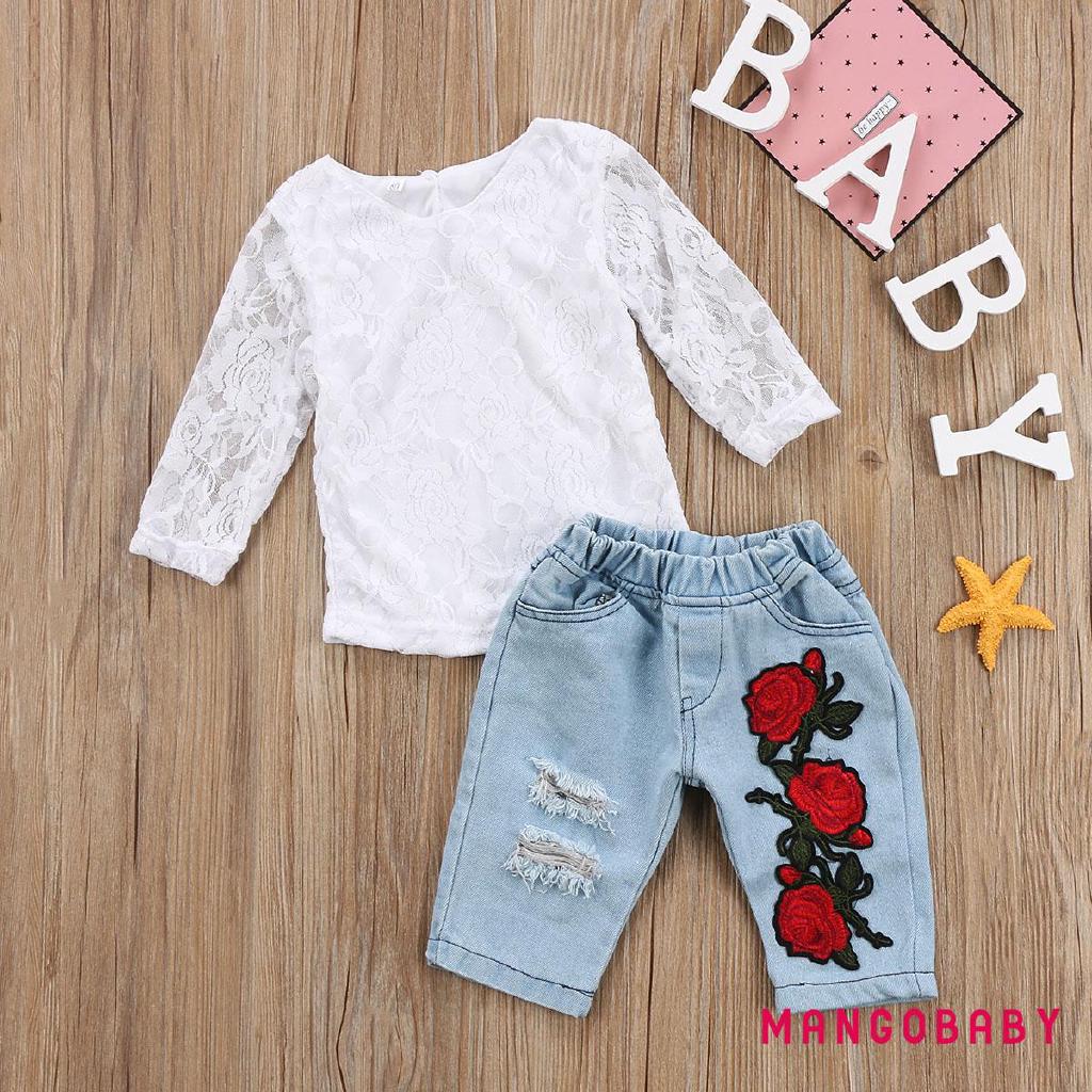 Set quần đùi jeans và áo thun không tay thời trang xinh xắn cho bé gái