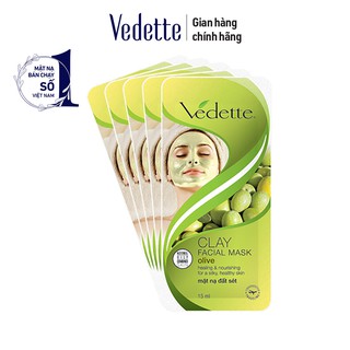 Combo 5 Mặt nạ đất sét Olive Vedette Clay Facial Mask – Olive 12gx5 (dạng gói)