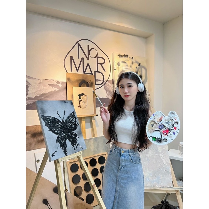 Chân Váy Bò Dáng Dài Cạp Cao Phong Cách Hàn Quốc - Chân Váy Jean Chữ A Xẻ Tà Sau Cá Tính