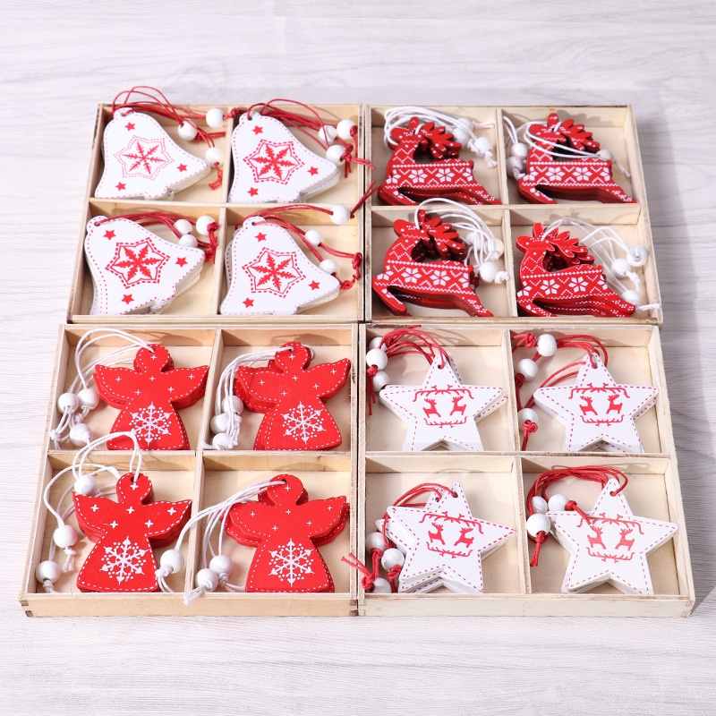 Set 12 Bông Tuyết Bằng Gỗ Treo Trang Trí Cây Thông Noel