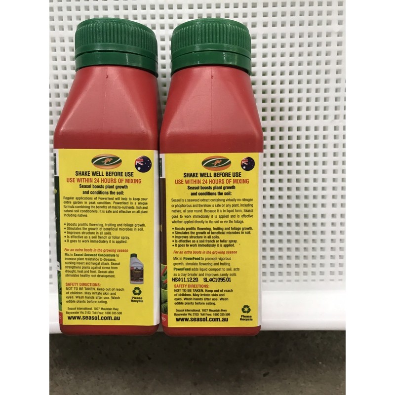 Cặp đôi phân đạm cá Powerfeed và Tảo biển Seasol chai 250ml nhập khẩu Úc.