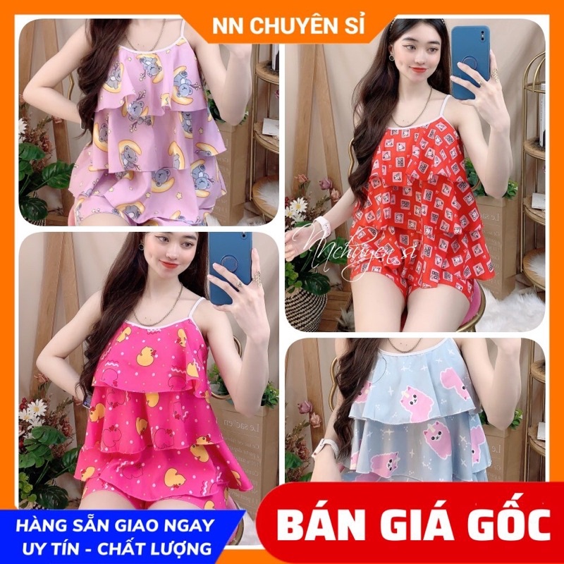 Đồ bộ nữ mặc nhà chất kate mềm mịn in hình hoạt hình dễ thương BKT234 kate đùi