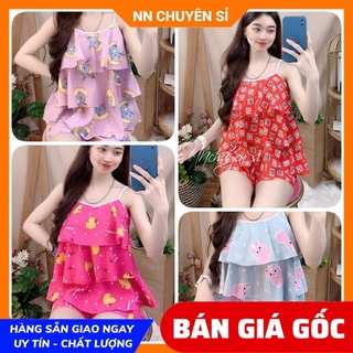 Đồ bộ nữ mặc nhà chất kate mềm mịn in hình hoạt hình dễ thương BKT234 kate đùi