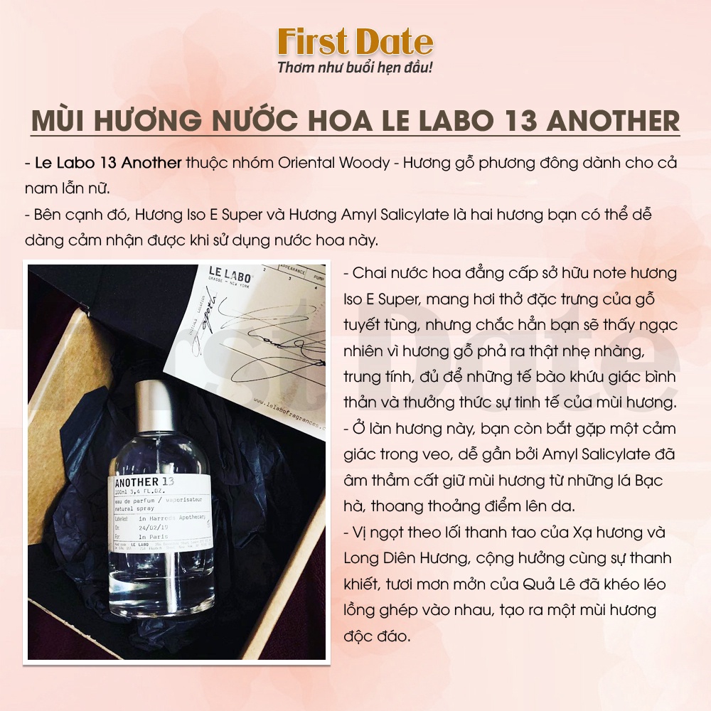 Nước hoa unisex hương gỗ phương đông Another 13 - Lưu hương 12 tiếng - First Date