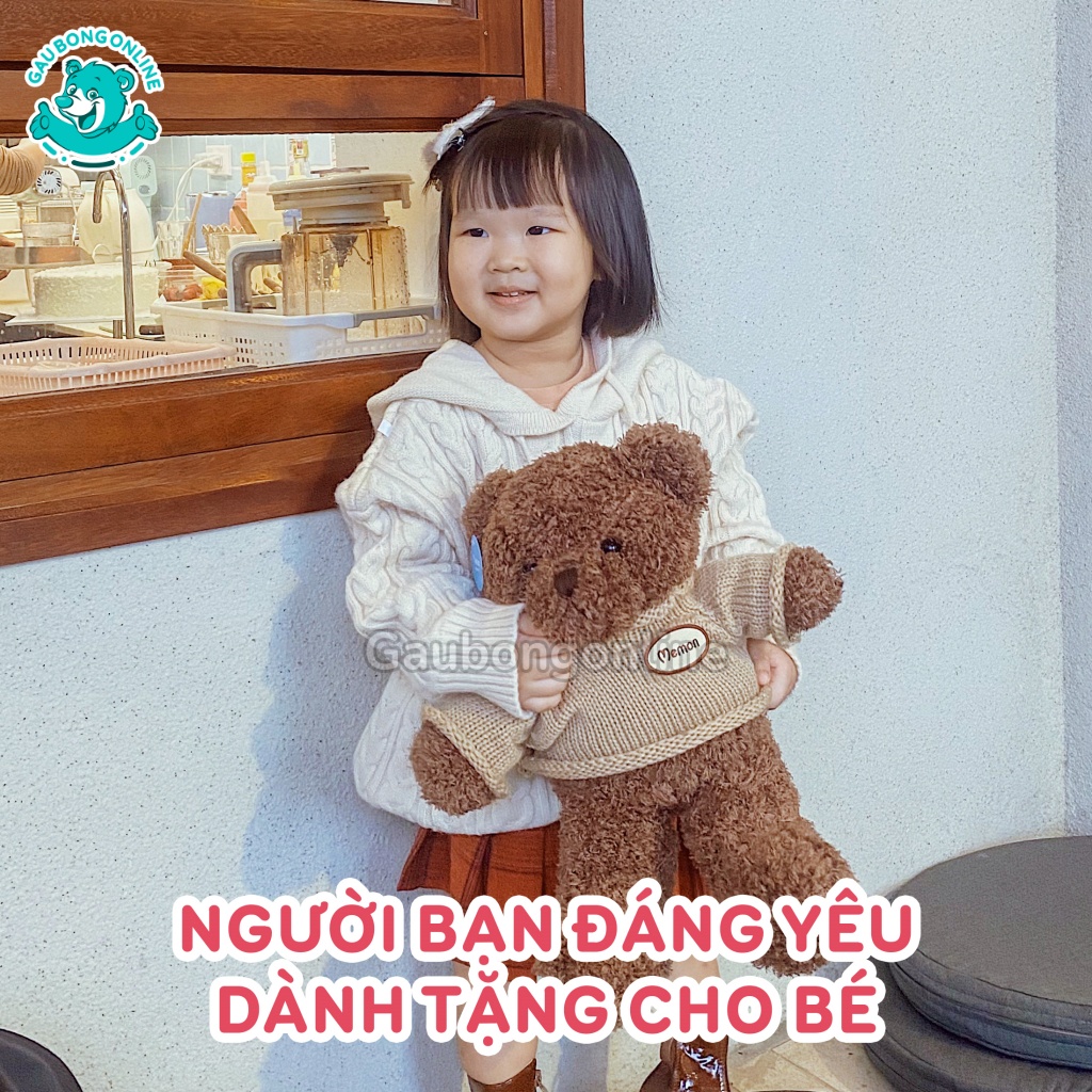 Gấu Bông Teddy Head Tales nhồi bông gòn cao cấp, lông xoắn mịn, an toàn cho bé.