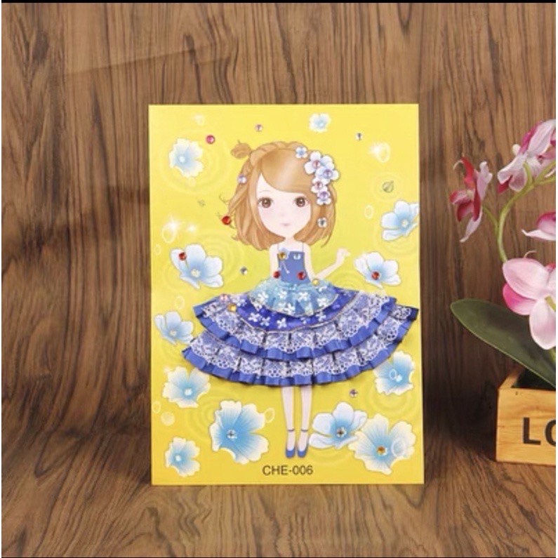 Tranh Dán Váy Công Chúa Kèm hạt Cườm Đính Váy Nhiều mẫu cho bé