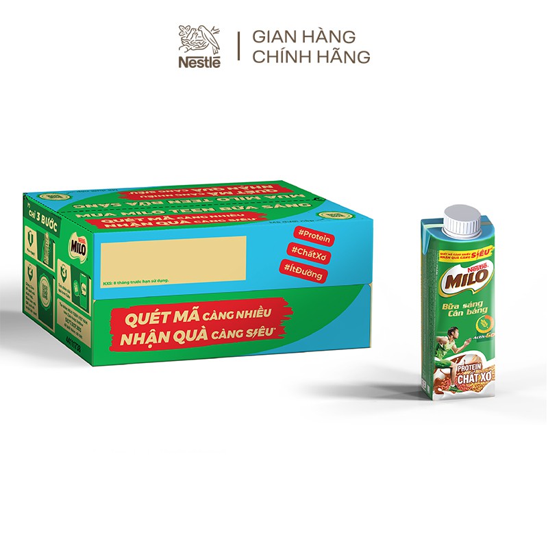  Sữa lúa mạch Nestlé® MILO® Teen Bữa Sáng thùng 24 hộp x 200 ml (24x200ml)