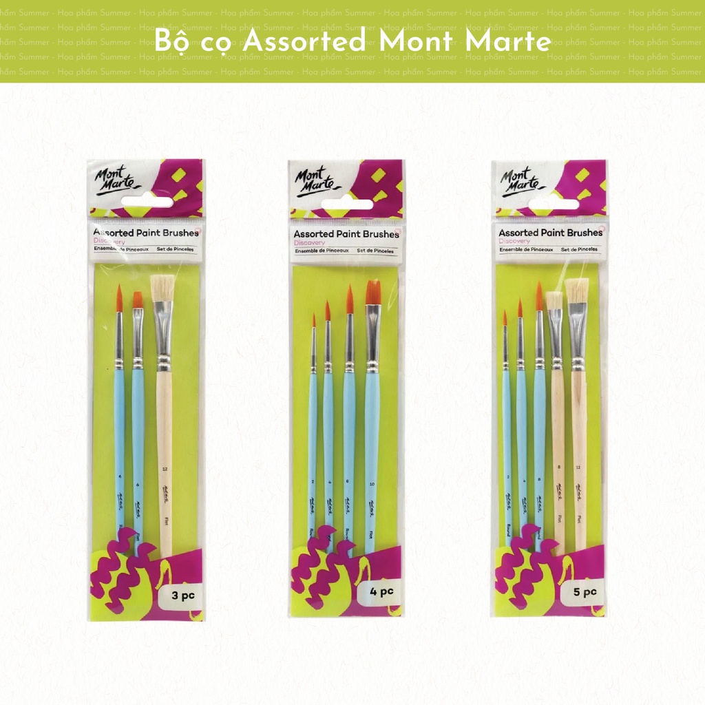 [Mã LIFEBOOK2 giảm 10% đơn 0Đ] [SUMMER] Bộ cọ MONT MARTE ASSORTED PAINT BRUSHES