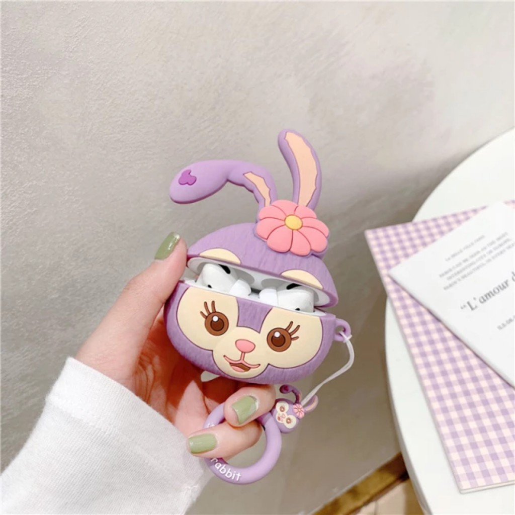 ☘️Tặng kèm dây đeo☘️Case Airpod 1 2 ...Vỏ bao bọc Stella Rabbit đựng tai nghe không dây Thỏ tím cute airpods silicon